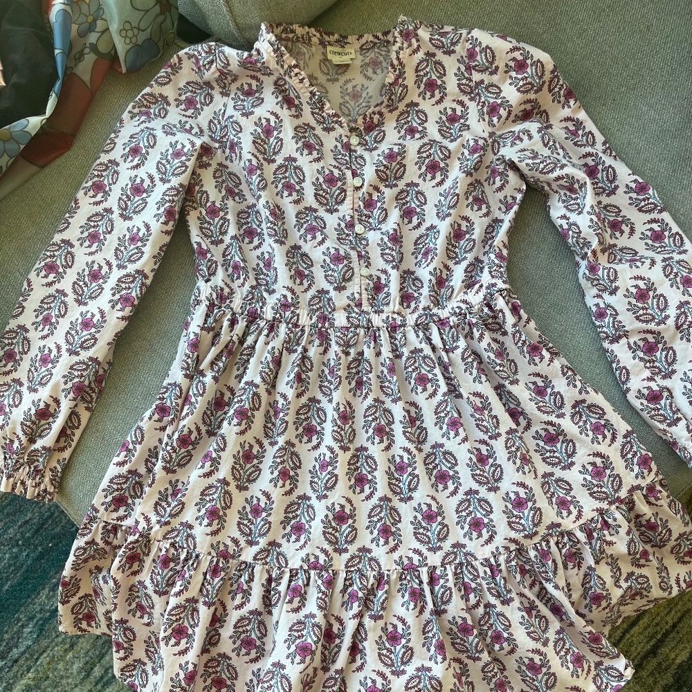 J. Crew Pink Floral Long-Sleeve Casual Dress
